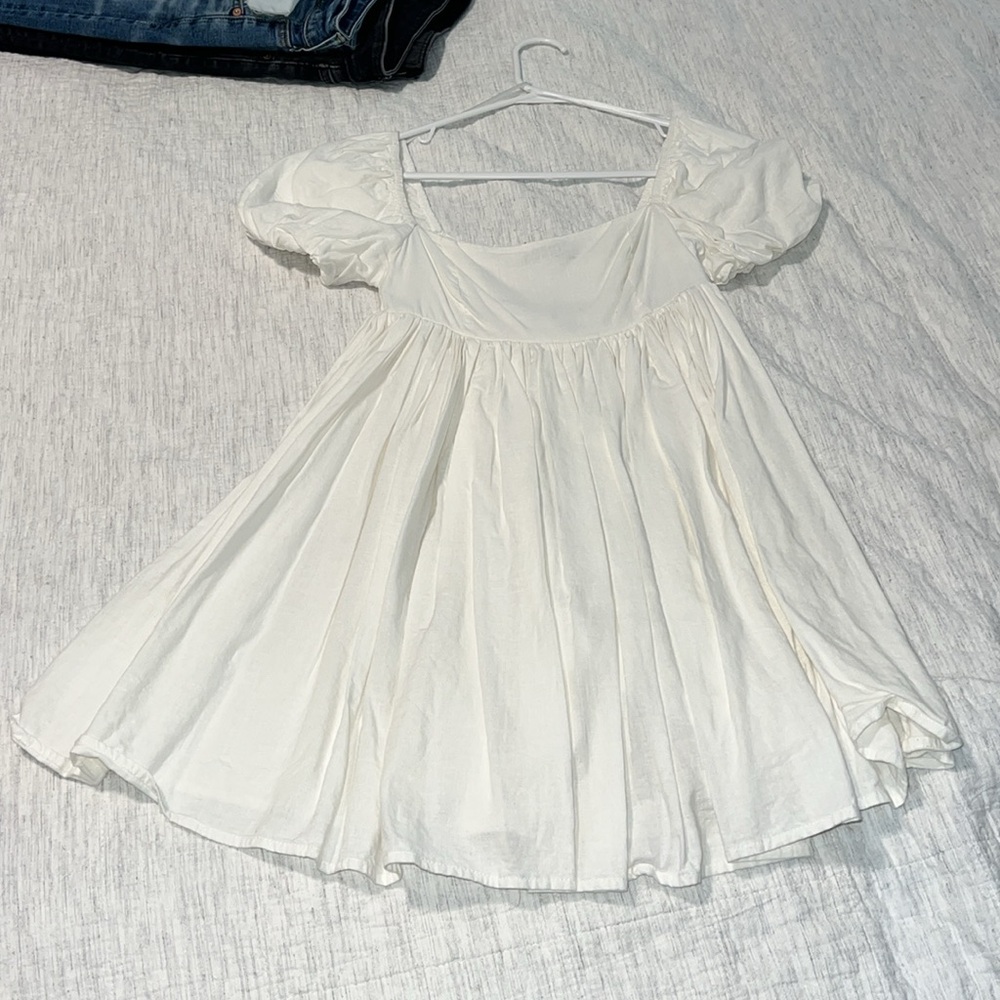 VICI babydoll leroy off white mini dress size small.puff sleeve - Picture 8 of 10